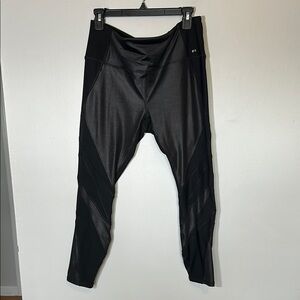 RBX mesh satin-like Black Athletic‎ workout Leggings edgy moto